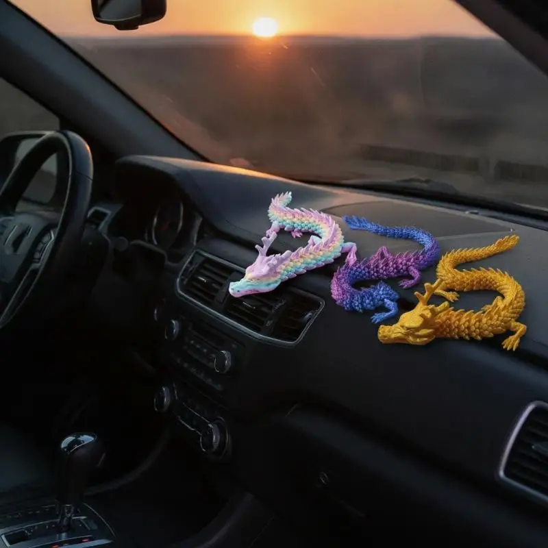 30cm 3D Printing Chinese Dragon Toy Joint Rotated Colorful Handicrafts Desktop Ornaments Gift Toys