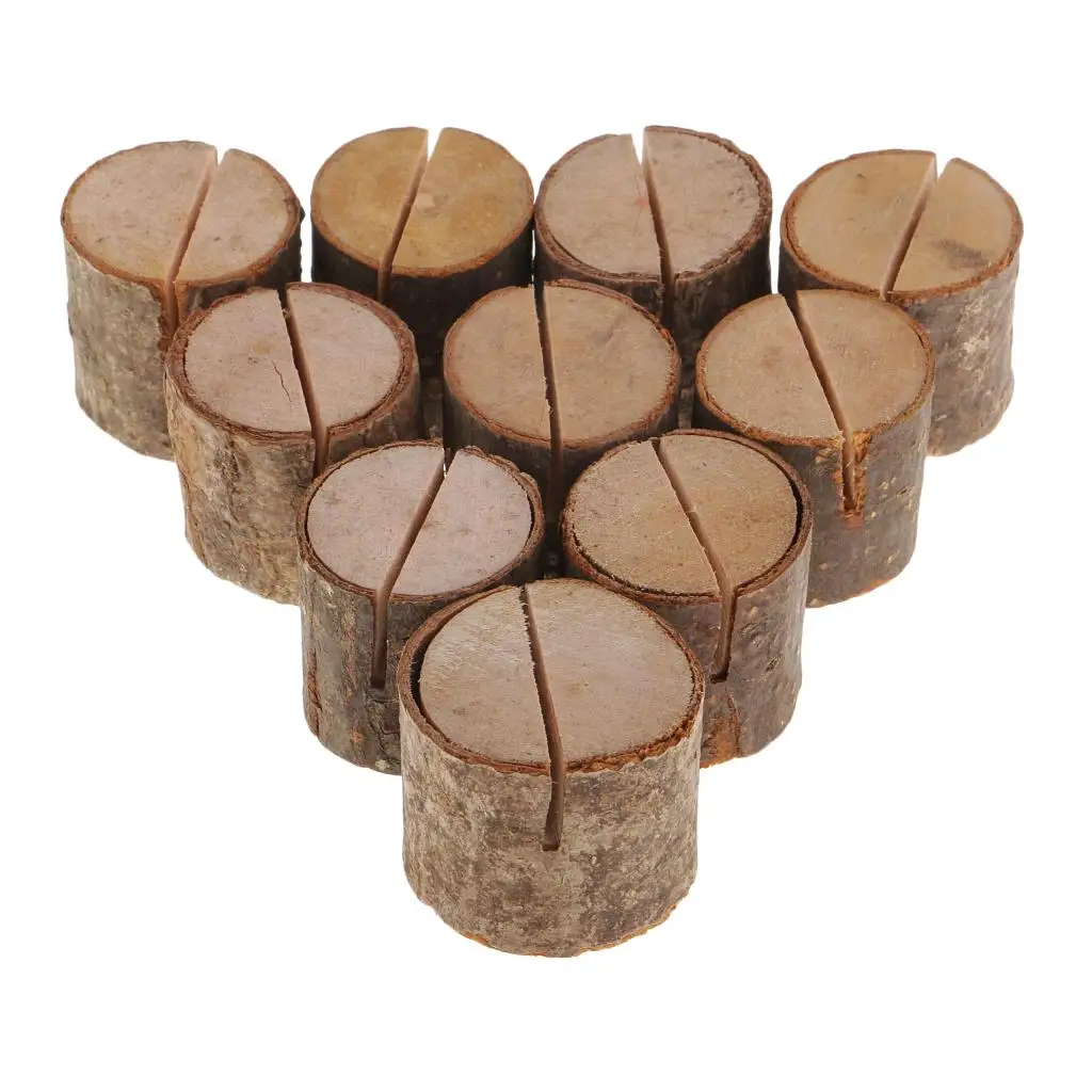 Madeira Natural Log Blocks Holder, Decoração De Mesa, Festa De Casamento, 10 Pcs