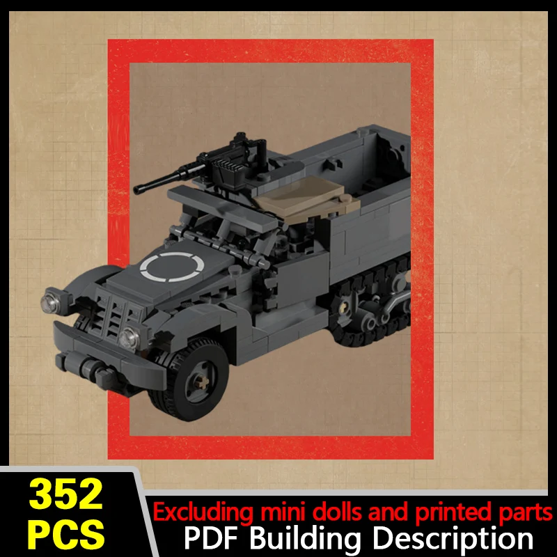 M3 Half Track Truck Model MOC Building Bricks War Equipment Modular Technology Gifts Holiday Assemble Children Toys Suit