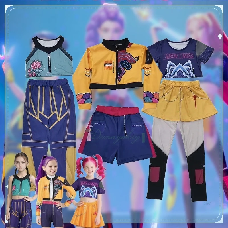 

Anime Mira Zoey Rumi Full Set Top Pants KPop Demon Hunters Cosplay Costume For Children Uniform Halloween Carnival Role Play