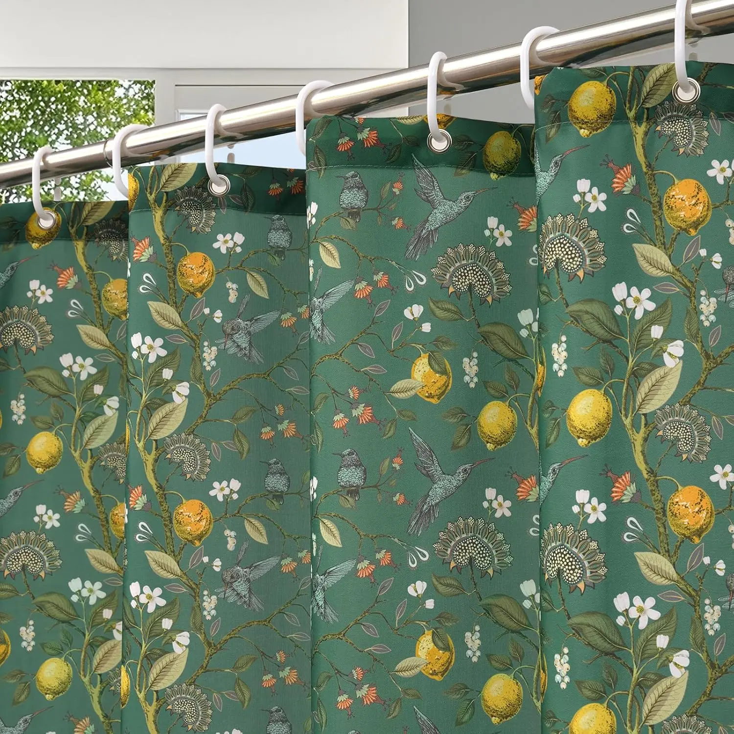 

Зеленая шторка для душа с цветочным узором и птицами, шторки для душа с изображением колибри и растений джунглей 72x72, викторианский винтажный стиль, французский шик, фермерский шик