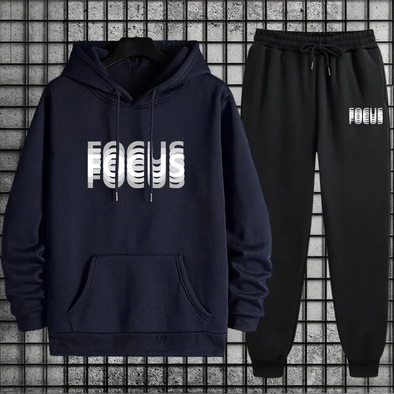2025 New Arrival Men's Sportswear Urban Casual Fashion Tracksuit Hoodie and Sweatpants Male Home Outdoor Comfort Warm Outfits