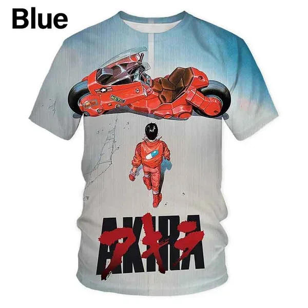 2024 Hot Sales Summer Anime Akira 3D Printing Men's T-shirt Fashion Casual Short Sleeve Tops