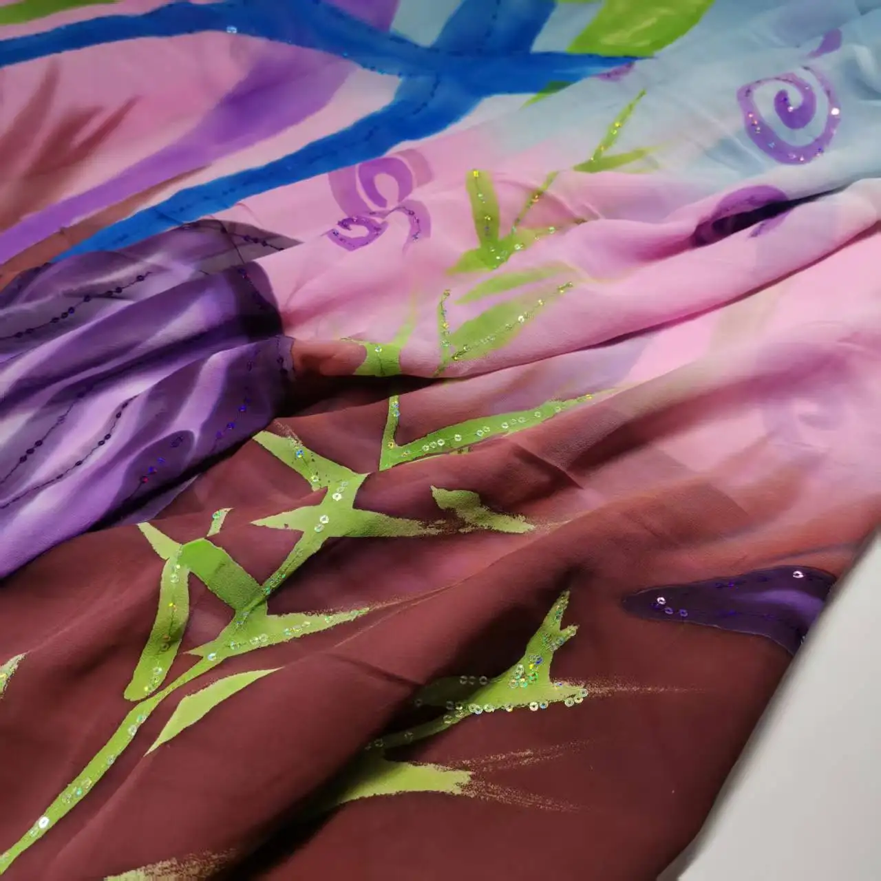 

Silk Georgette Fabric with Sequins 100% Soie Sewing Bling Fabric for Saree Dress Toub Hijab Scarf DIY Stitching Material