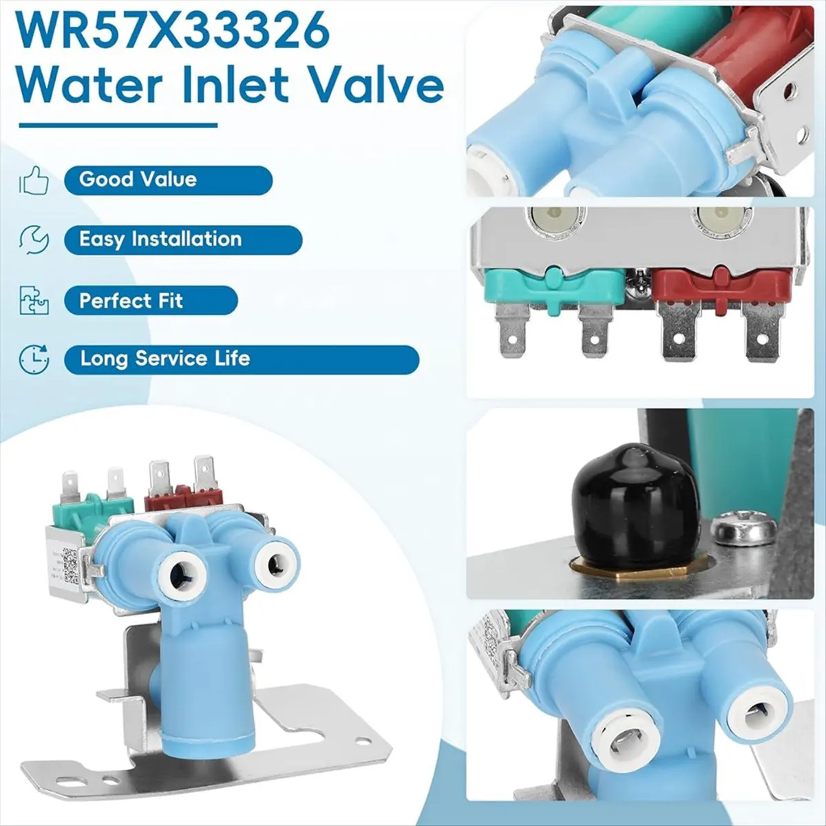 *ESTR WR57X10032 WR57X33326 Reemplazo de válvula de entrada de agua de refrigerador para refrigerador GE Reemplazar WR57X10040 PS16226572