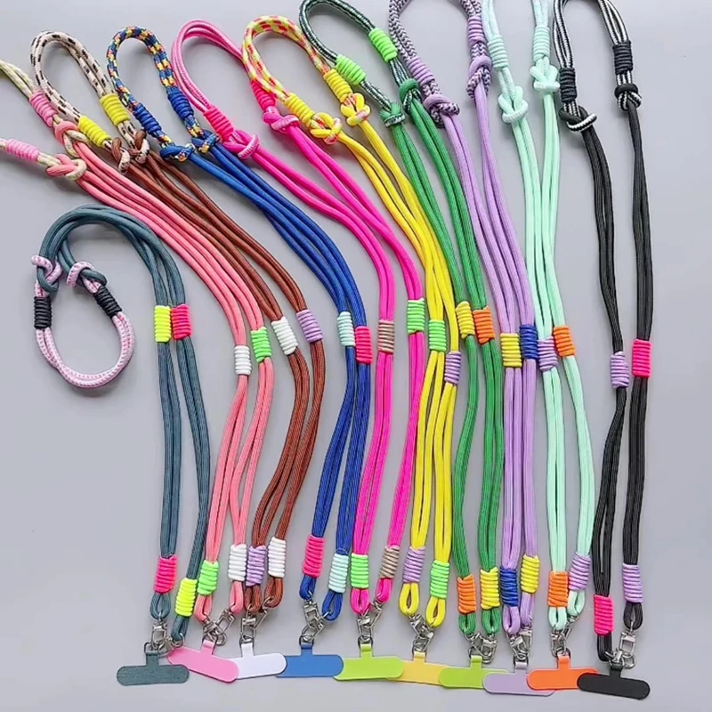 1Pc New Adjustable Phone Lanyard - DYM Detachable Neck Cord, Carabiner, Fits Mobile/Key Fob/Card, Pendant, Multi Colors