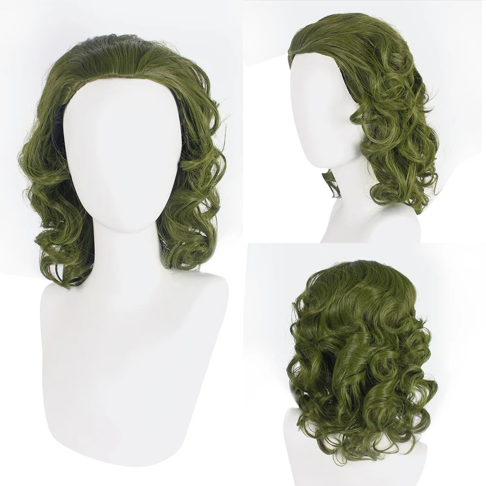 

Halloween Headset Cosplay Joker Green Medium Length Curly Hair Wig