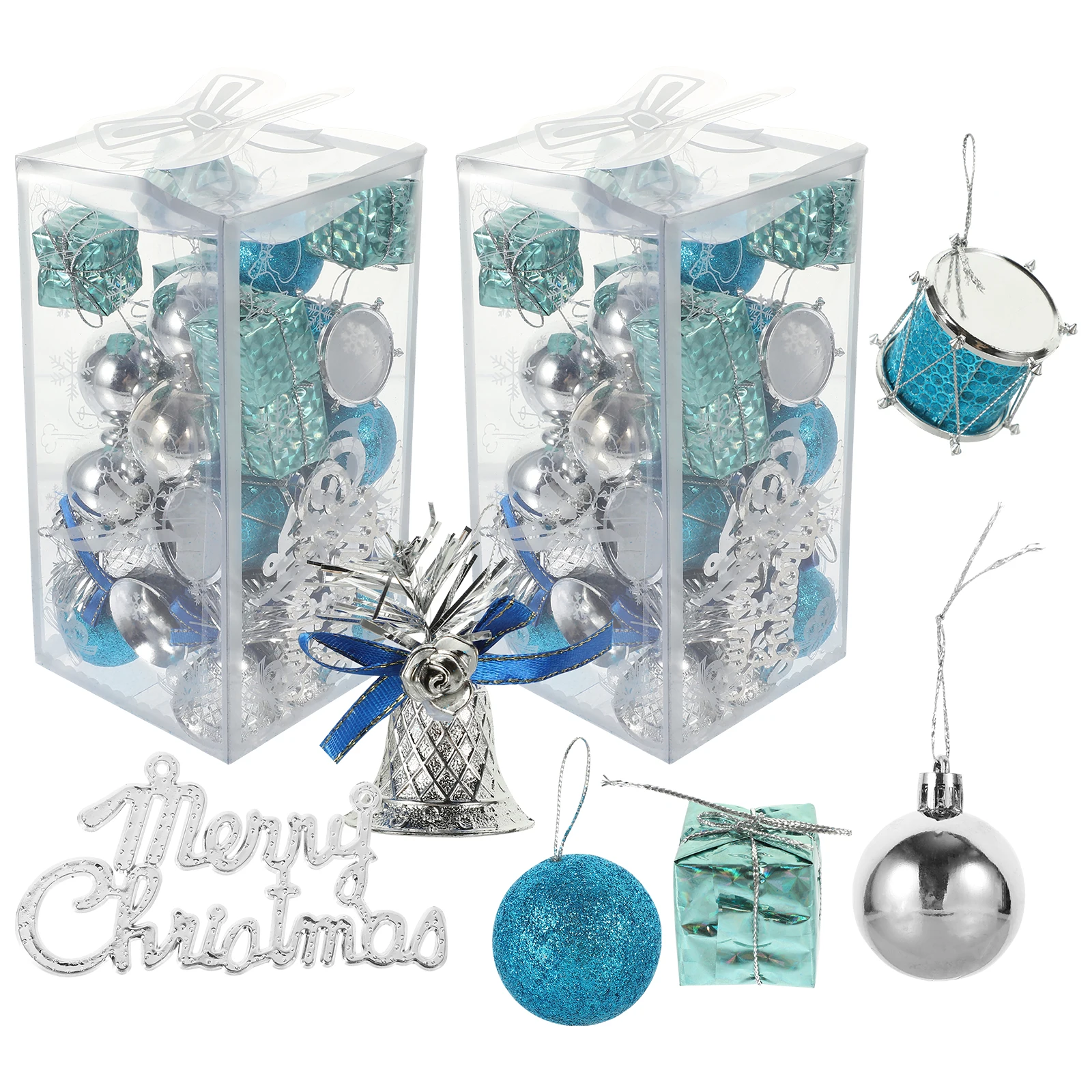 

2 Sets Sturdy Plastic Christmas Hanging Decorations Xmas Tree Topper Ornament Balls Pendants Party Props Sturdy Hanging Xmas