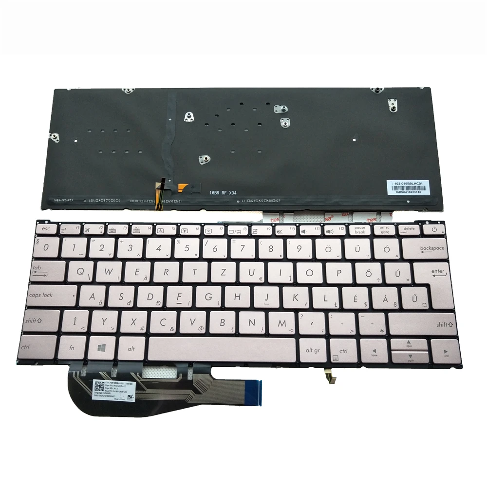 Hungary Italian Czech Hebrew Laptop Backlit Keyboard For Asus ZenBook UX390 UX390UA Silver Keycaps Keyboards Backlight D605HU00