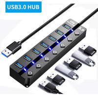 USB 2.0 Hub USB Hub 2.0 Multi USB Splitter Hub Use Power Adapter 4/7 Port Multiple Expander USB 3.0 Hub with Switch 30CM Cable