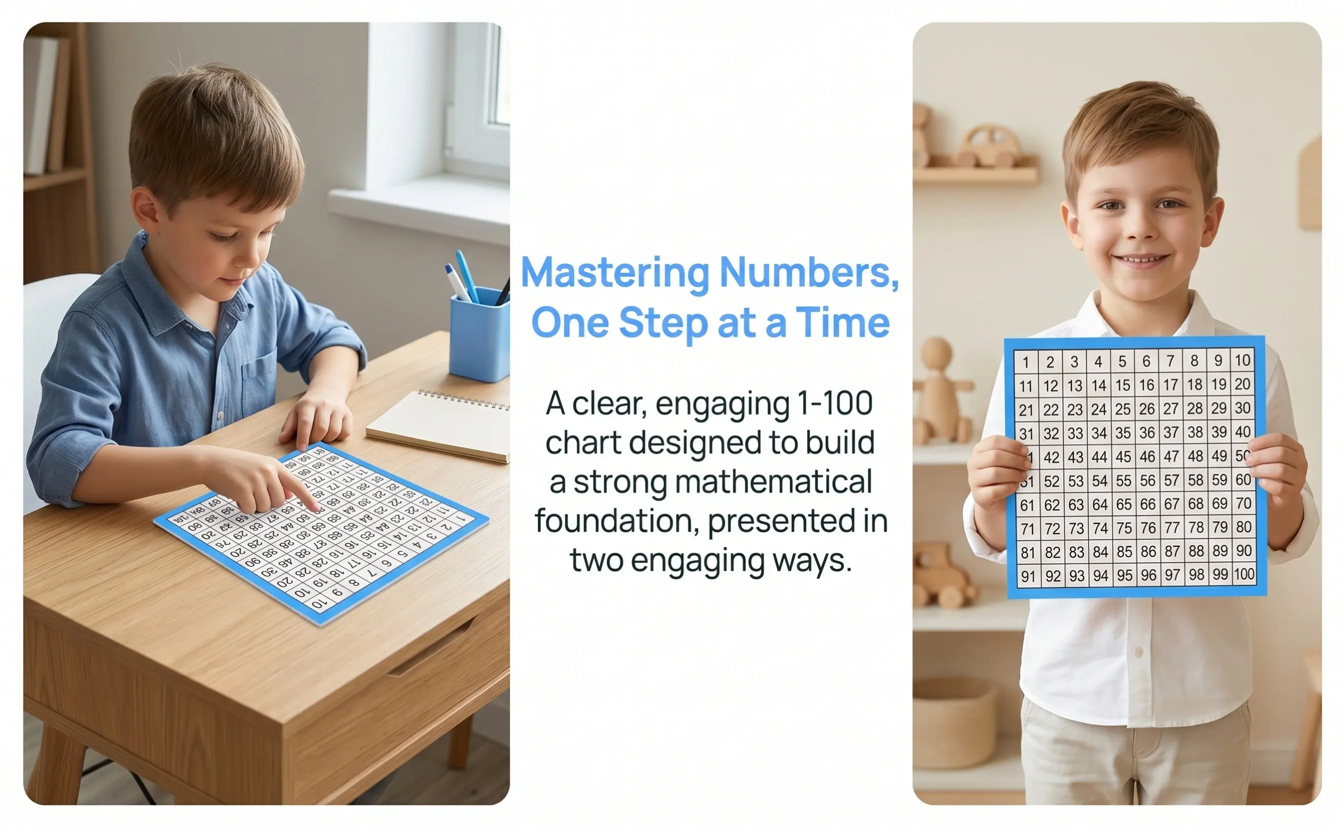 10Sheets Number Charts 1-100 Math Charts Hundreds Chart for Classroom Teaching Math Education 100 Chart for Classroom