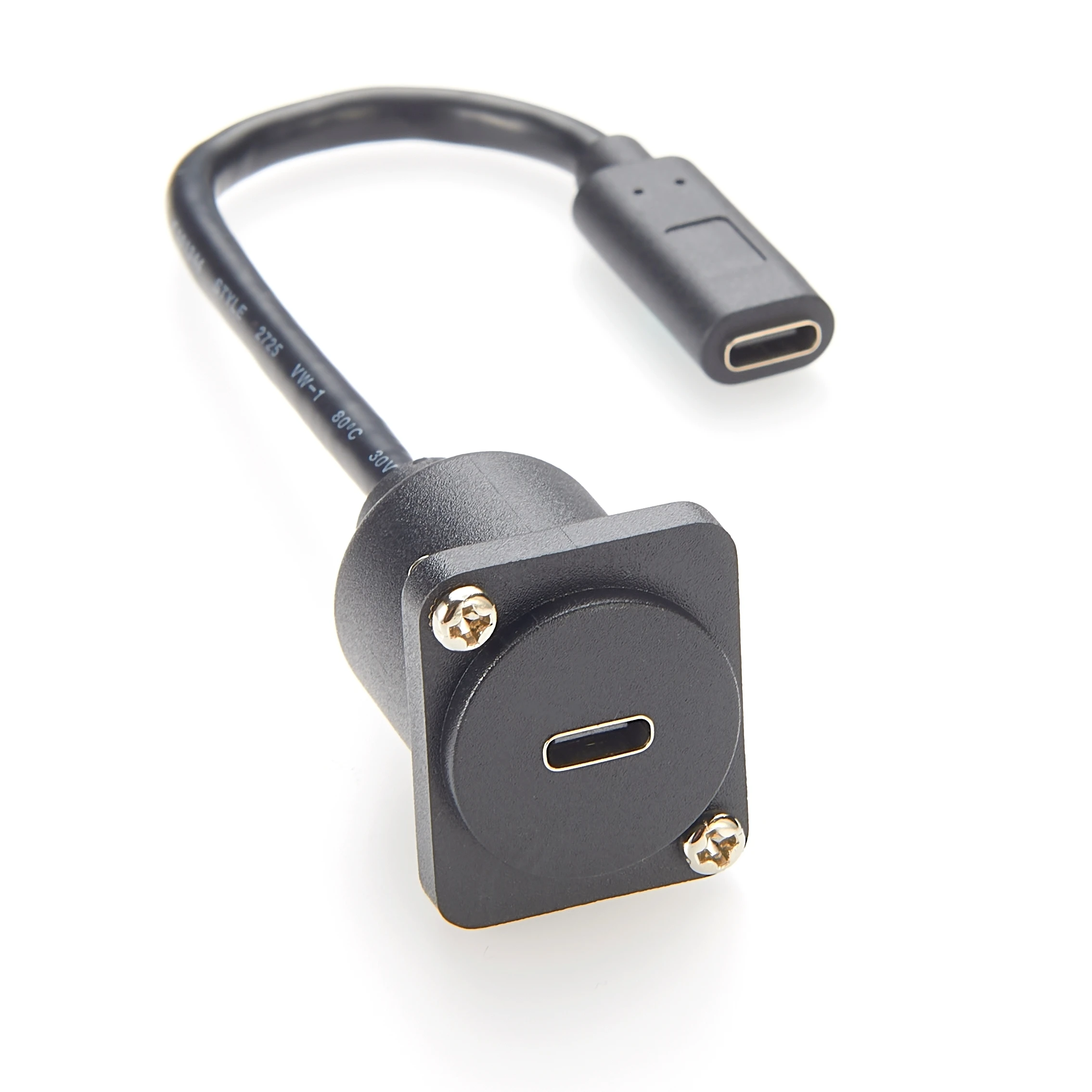 10Gbps USB 3.1 C Female to Female Cable Flange Chassis Panel Mount 100W USB Type C Bulkhead Adapter for Charging & Data