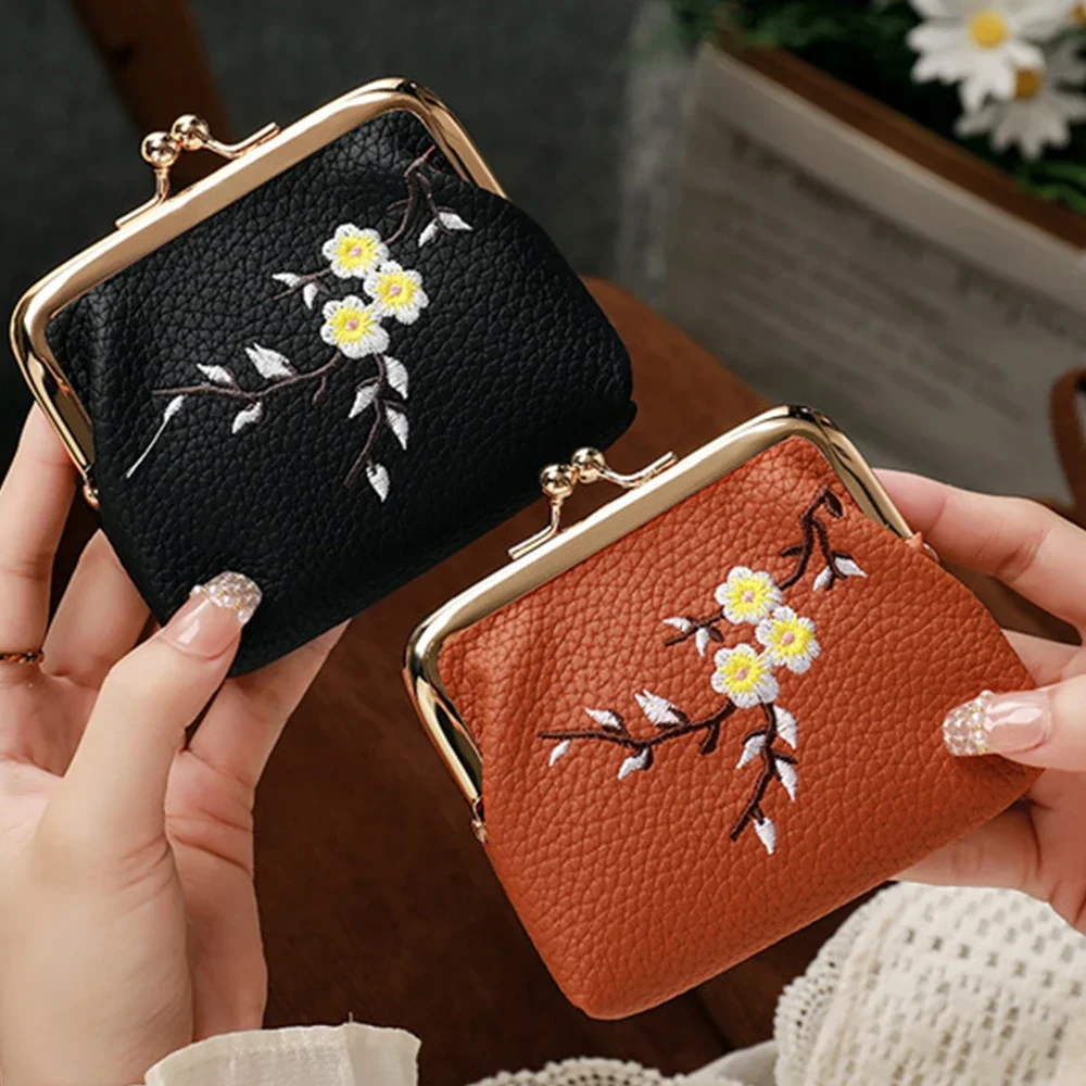 

Mini PU Leather Crossbody Bag Women Embroidered Design Ideal Storing Lipsticks Keys Small Essentials Bank Card ID Holder Bags