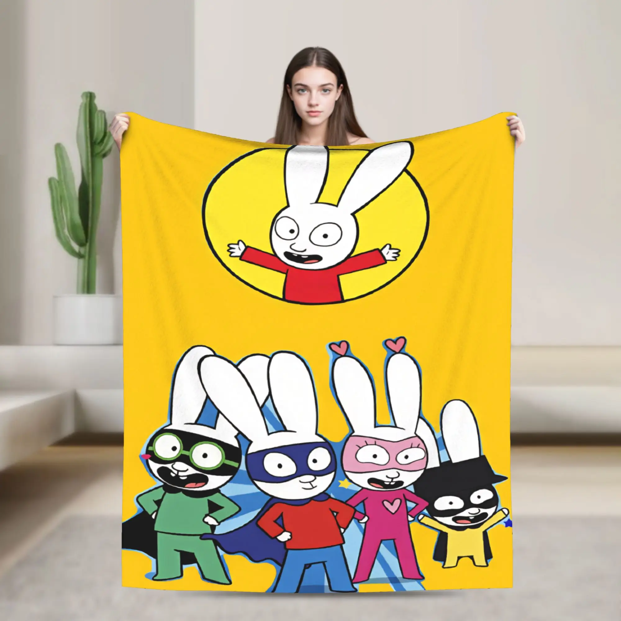 Simon Super Rabbit  Blanket  Picnic Flannel Throw Blanket For Home Decor Soft Design Quality Bedspread Gift