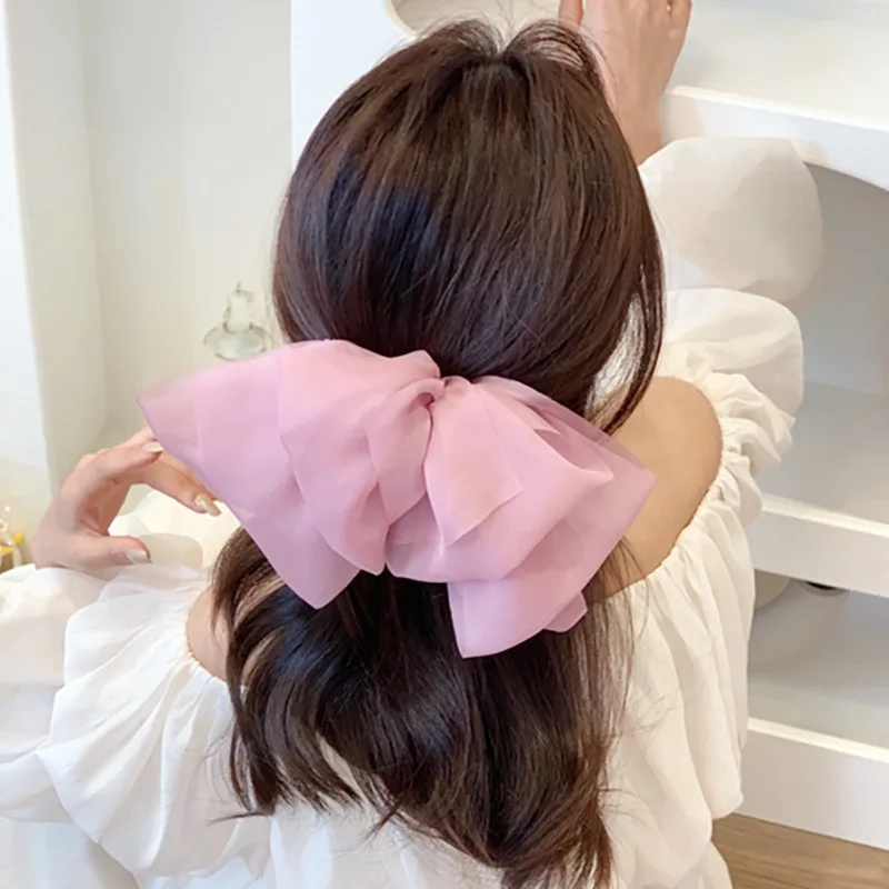 Super Grote Strik Haarspeldjes Voor Vrouw Comfortabele Chiffon Strik Haarclips Mode Hoofddeksels Vrouw Haaraccessoires