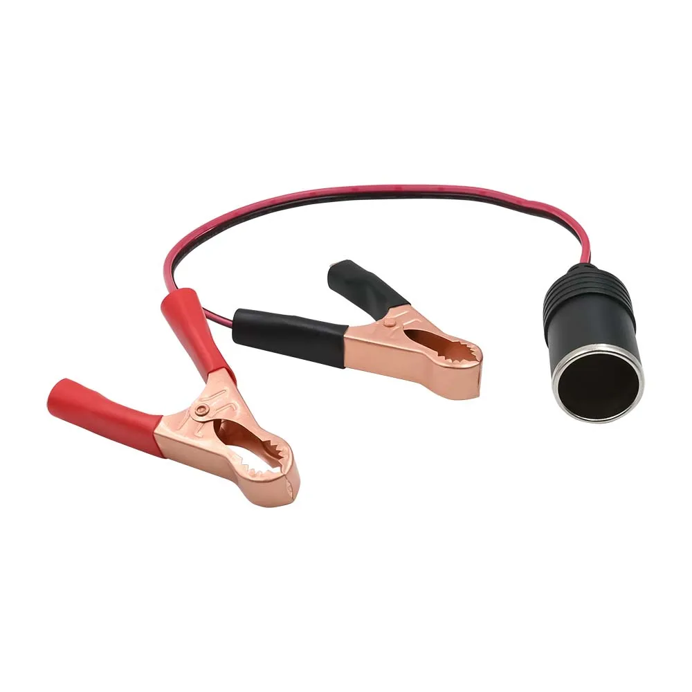  12V Car Cigarette Lighter Extension Cable Charger With Crocodile Clip Connecting Wire  Socket Plug Emergency power combination