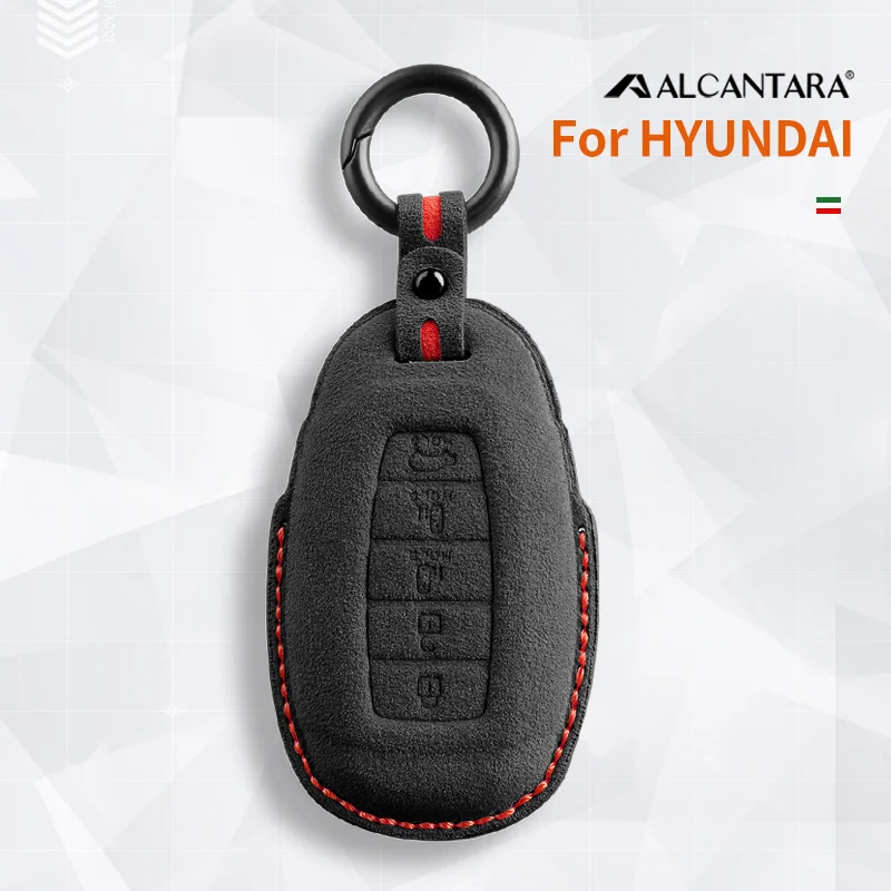 

Car Key Case Cover Alcantara For Hyundai Creta I20 I30 IX35 IX25 Elantra Grandeur Accent Solaris Sonata Palisade Kona Keychain