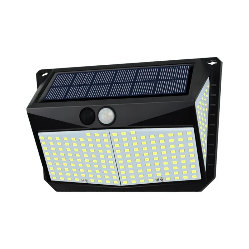 Lámpara Solar de pared para exteriores, luz LED de cuatro lados con Sensor de movimiento del cuerpo humano, impermeable IP65, para Calle y jardín, 228