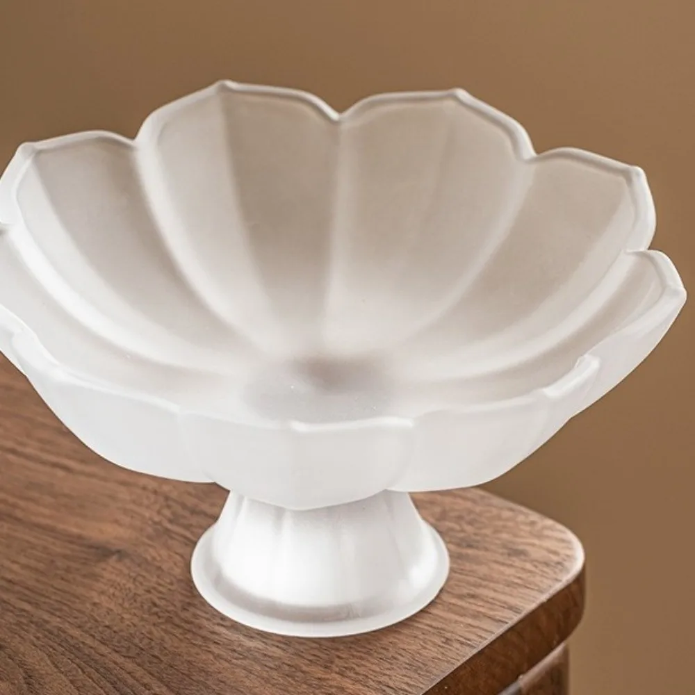 

Стильная тарелка с фруктами в форме лотоса, нежный стеклянный поднос для закусок, матовая текстура, поднос для журнального столика, сервировка закусок