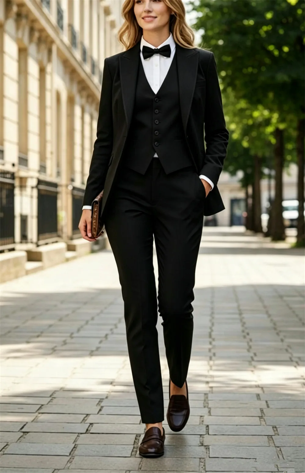 Luxury Women's Suits Elegant Formal Official 3 Pcs Pants Suit Set Slim Fit Women Outfit (Jacket+Vest+Pants) Tailor Made view 3