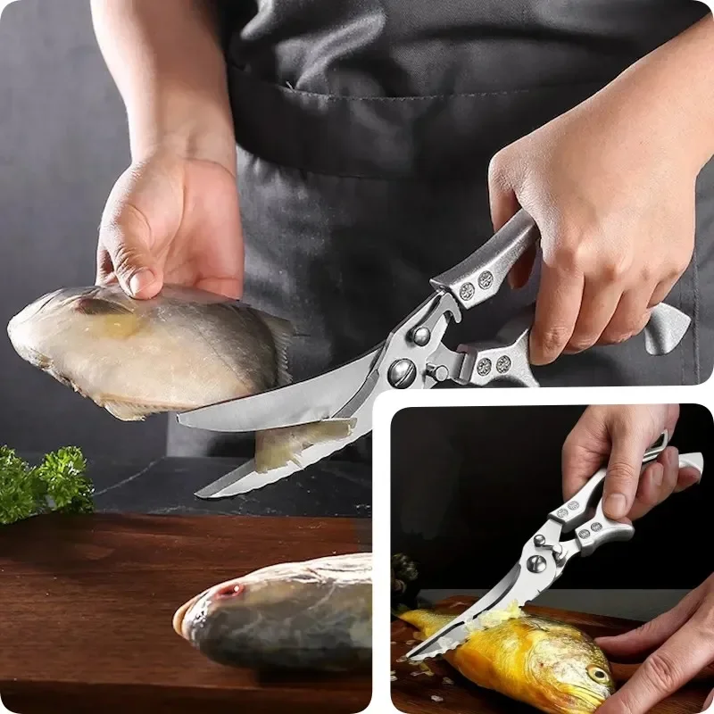 Heavy Duty Stainless Steel Kitchen Scissors Chicken Bone Kitchen Shears Multifunctional Chicken Bone Duck Fish Cutter Fish Clean