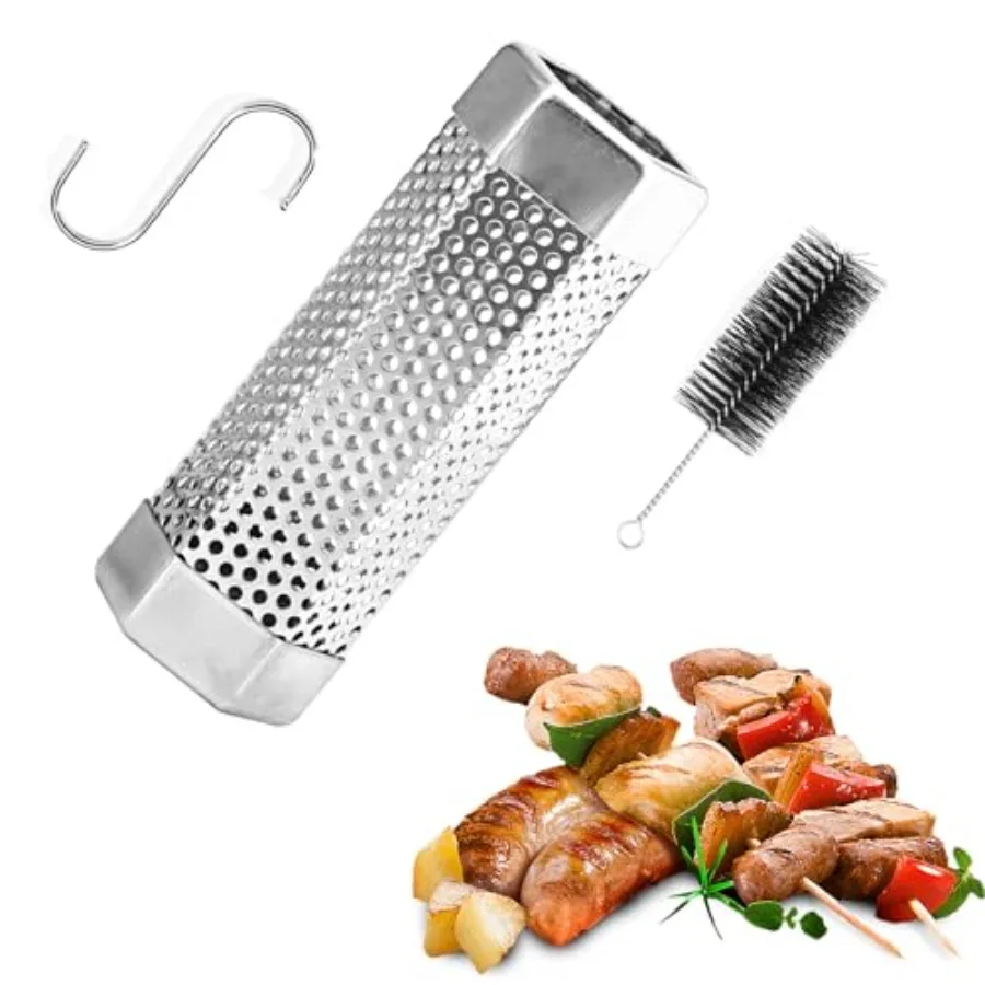 Pellet Smoker Tube, Premium Stainless Steel Portable Barbecue Smoking Tube, 5 Hours of Billowing Smoke - Hot or Cold Smoking, 6