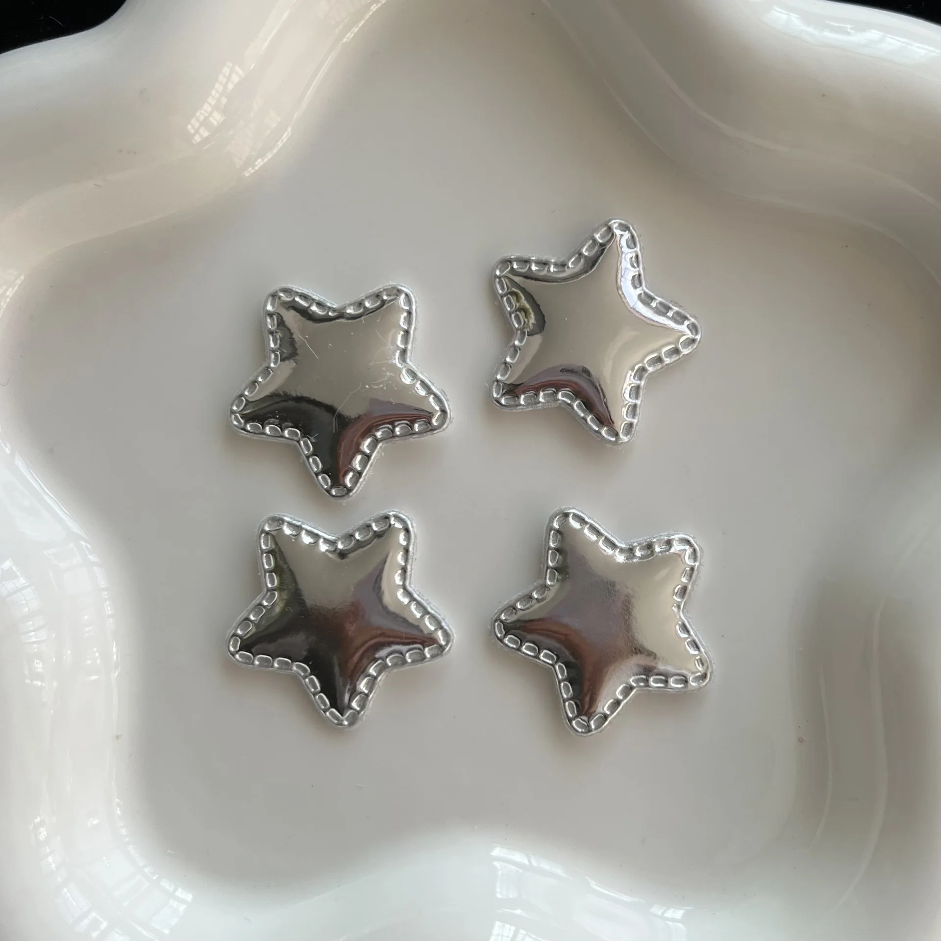 5pcs miniso silver star cartoon series cartoon resin flatback cabochons diy crafts materials jewelry making charms