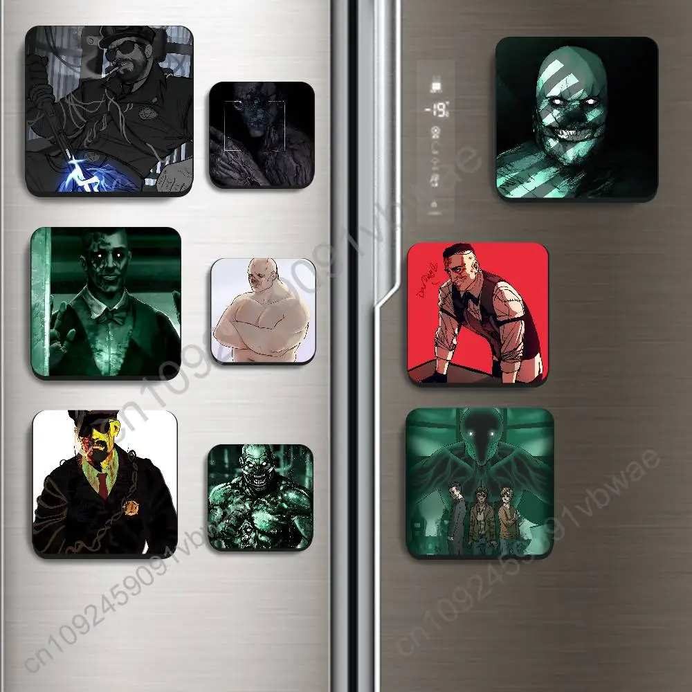 

game Outlast fatty Chris Walker Black Square Plastic Fridge Magnet, for Magnetic Sticker No Trace Left, Durable, Smooth Textured