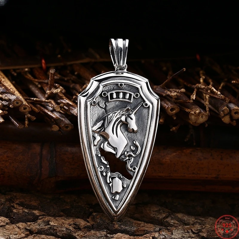 S925 Sterling Silver Charms Pendant for Women Men New Fashion Vintage Lucky Relief Unicorn Triangle Punk Jewelry Wholesale