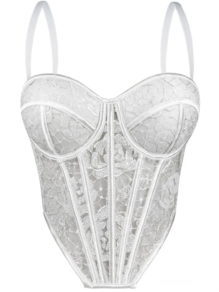 Sequin Female Corset Top Women Camis Nightclub Fishbone Short Chest Binder Sexy Camisole Mujer Lingerie Tube Bra Debardeur