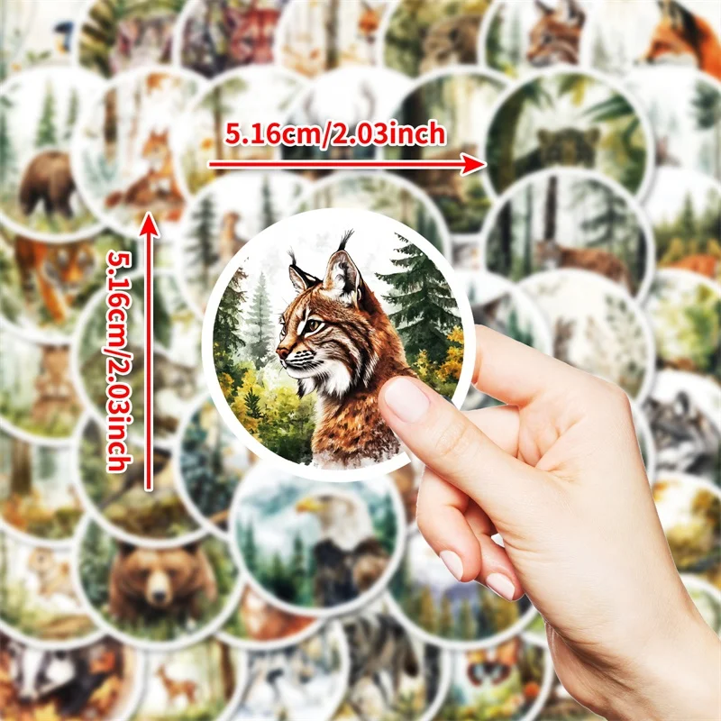 10/30/50PCS Kawaii Round Animal Sticky PVC Sticker Aesthetic Stationery DIY Decoration Scrapbooking School Supplies for Kids
