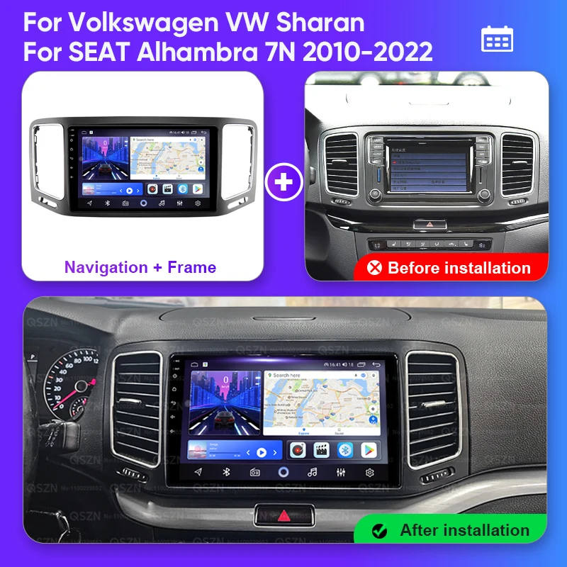 QSZN For VW Sharan Seat Alhambra 7N 2010 - 2022 Android 13 Car