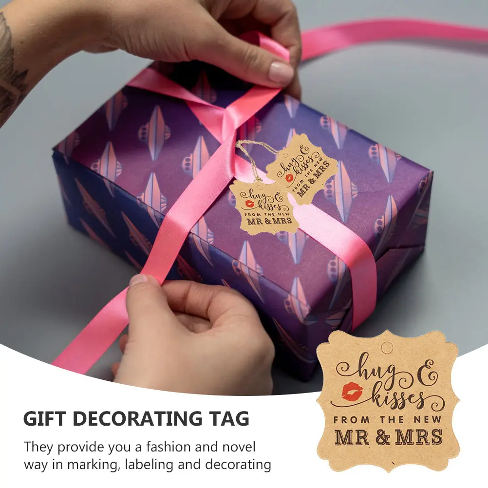 100 Pcs Kraft Paper Tags Handmade Label Stickers for Crafts Gift Wrapping Hanging Favors
