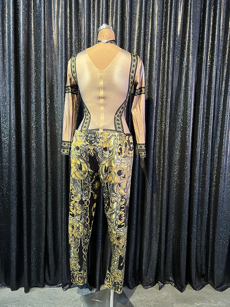 2025 Muscle Man body z nadrukiem Gogo kostium tancerza klub nocny ubrania do tańca na rurze Party stroje taneczne Dj Ds Clubwear strój Rave