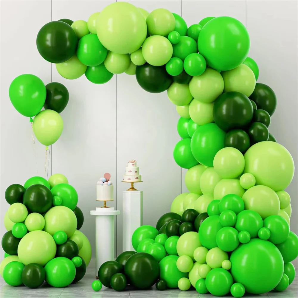 109pcs Different Sizes 18/10/12/5 Inch Balloons for Graduation Anniversary Green Jungle Forest Themed Birthday Party Decorations