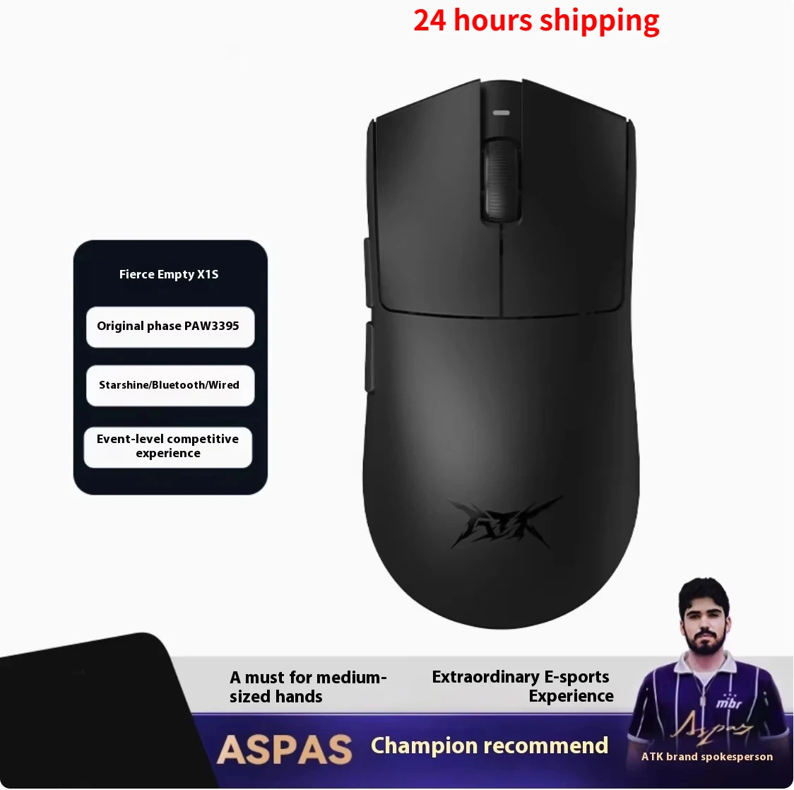 ATK Blazing Sky X1 8K Mouse Wireless  Low Latency FPS Three Mode Game Mouse Lightweight E-sports Custom PC Gaming Accessories