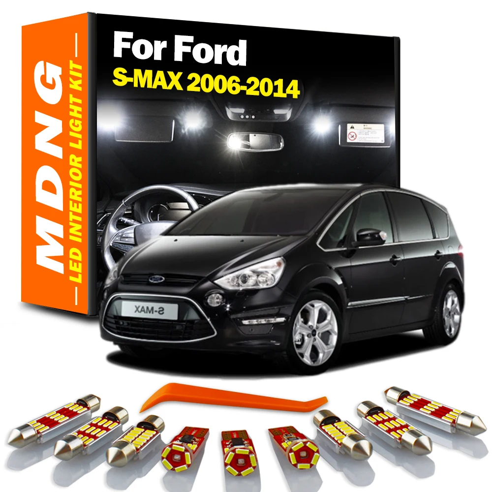 MDNG LED Interior Map Dome Light Bulbs Kit For Ford S-MAX SMAX WS WA6 2006 2007 2008 2009 2010 2011 2012 2013 2014 Accessories