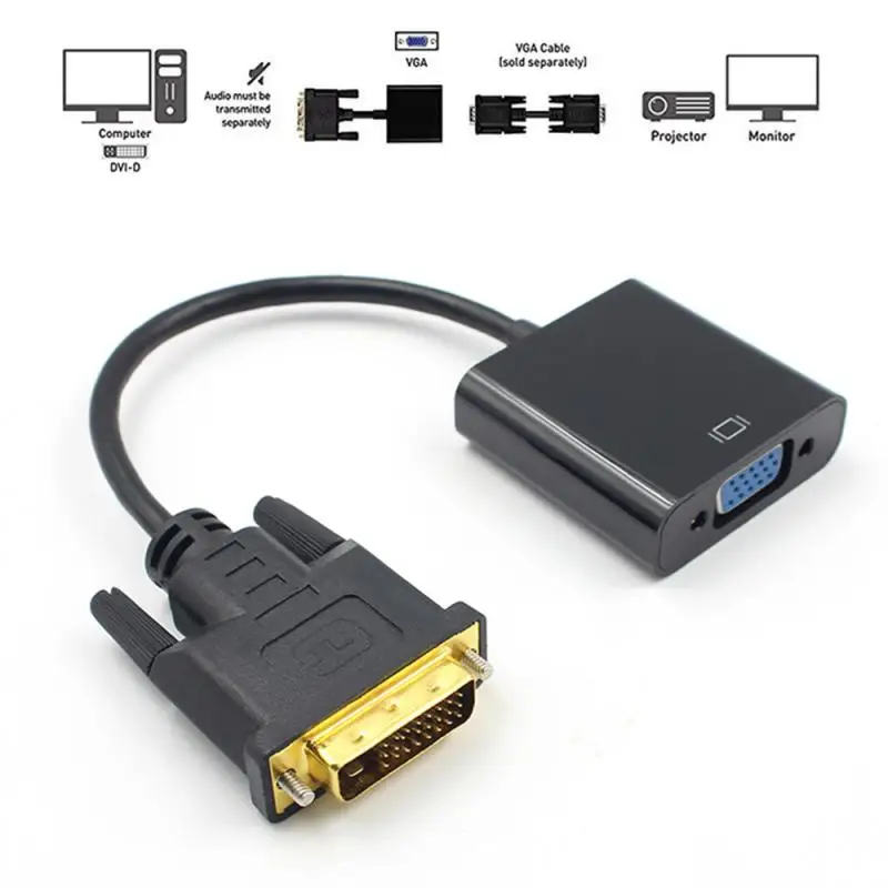 to VGA Adapter Full 1080P DVI-D Male to VGA Female Adapter 24+1 25Pin to 15Pin Cable Converter for PC Computer Monitor