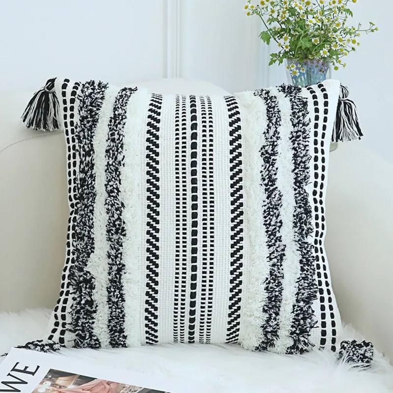 Corduroy Corn Kernel Pillow Case Solid Super Soft Cushion Cover Nordic Home Living Room Sofa Decoration Tassel Pillowcase