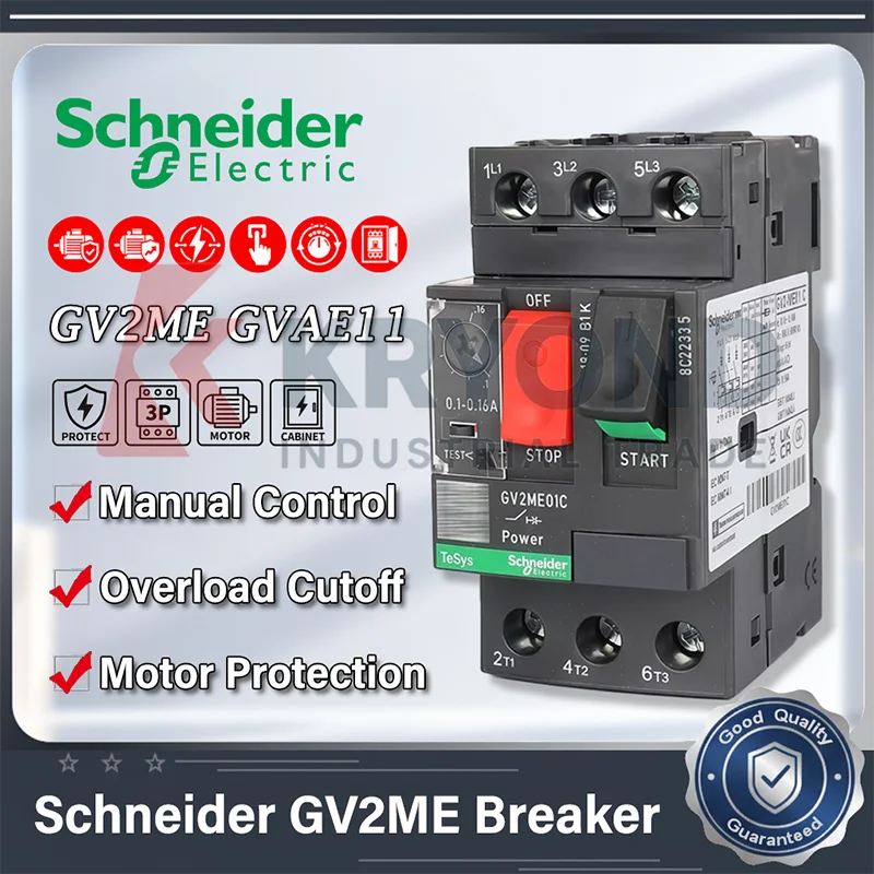 Schneider GV2ME Motor Circuit Breaker 3P Thermal Magnetic Manual Starter 0.1-32A Overload Short Circuit Protection GVAE11 GVAN11