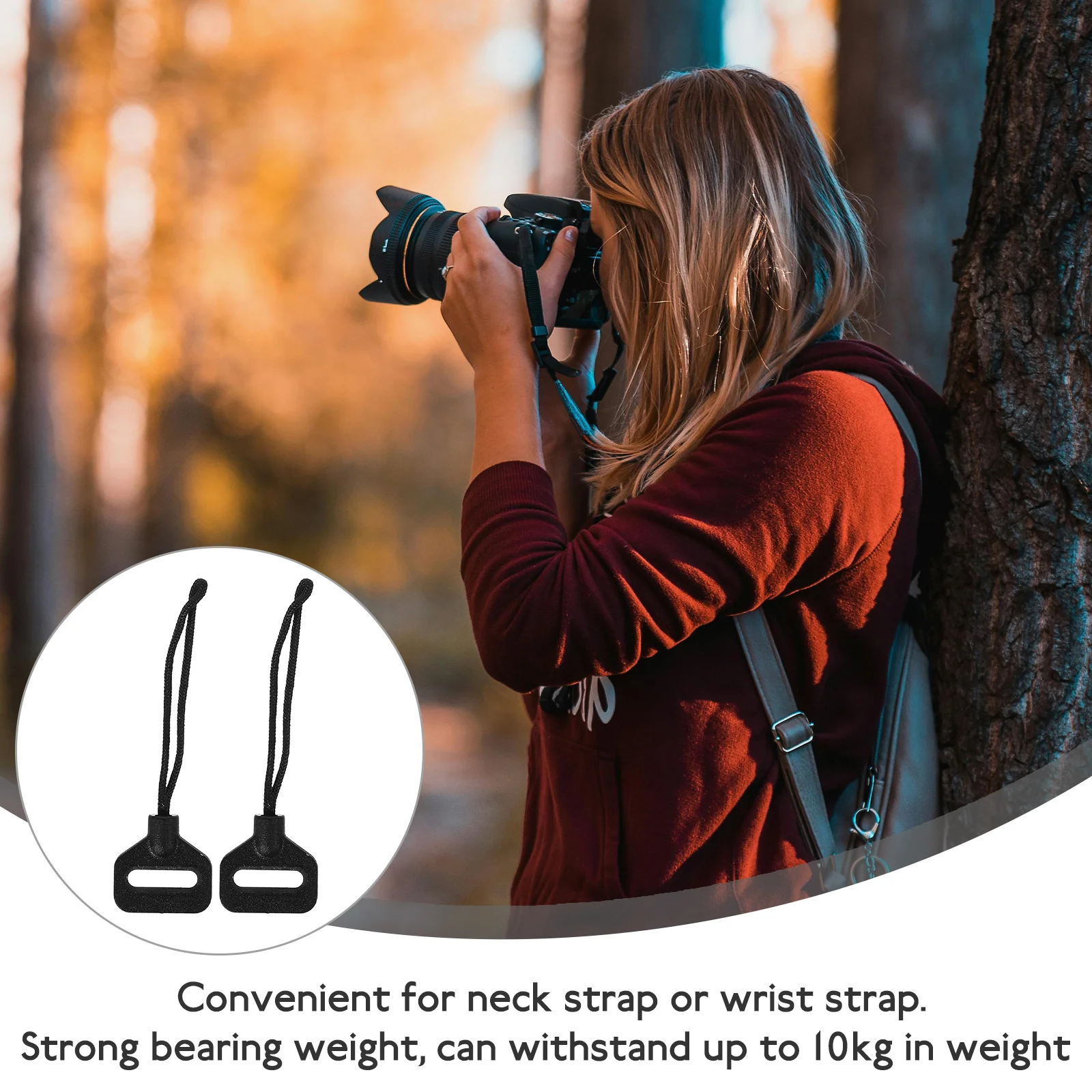 2 PCS Belt Camera Lanyard Plastic Suspender Loop Practical Buckle Neck Strap Wrist Adapter Black SLR Supply