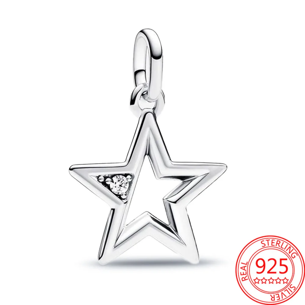 Unique 925 Sterling Silver ME Sparkling Star Medallion Charm Fit Pandora Bracelet Women\'s Moonlight Jewelry Accessories