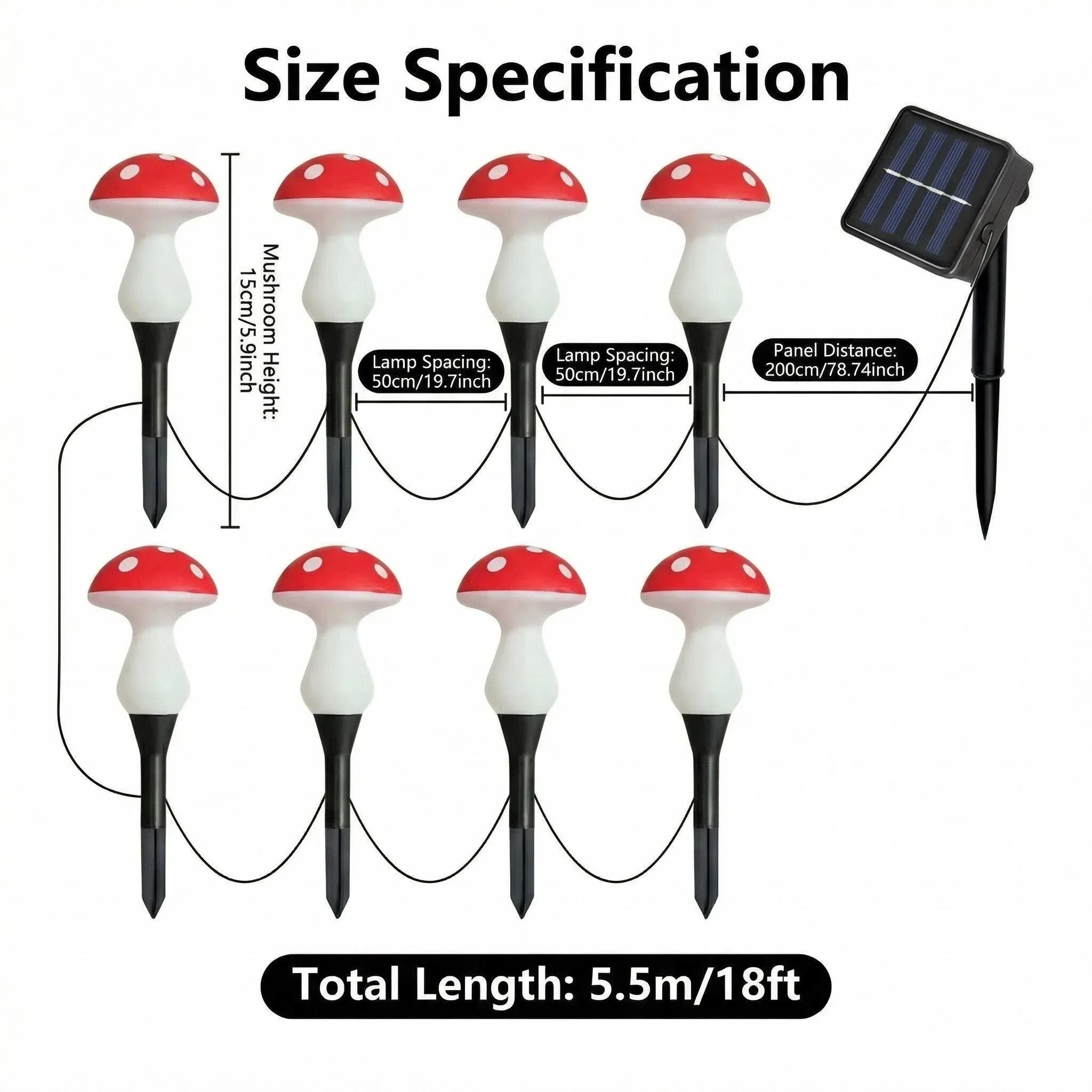 

8-head solar mushroom lamp post garden decoration, outdoor courtyard festival decoration lamp atmosphere lamp