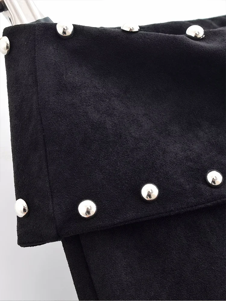 European style new women's fashion versatile and elegant high-waisted wrap skirt-style flared trousers with rivets