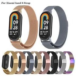 Bracelet à boucle milanaise pour Xiaomi Mi Band 9, bracelet de montre intelligente, accessoires en métal, bracelet de montre en acier inoxydable pour Mi Band 8 9