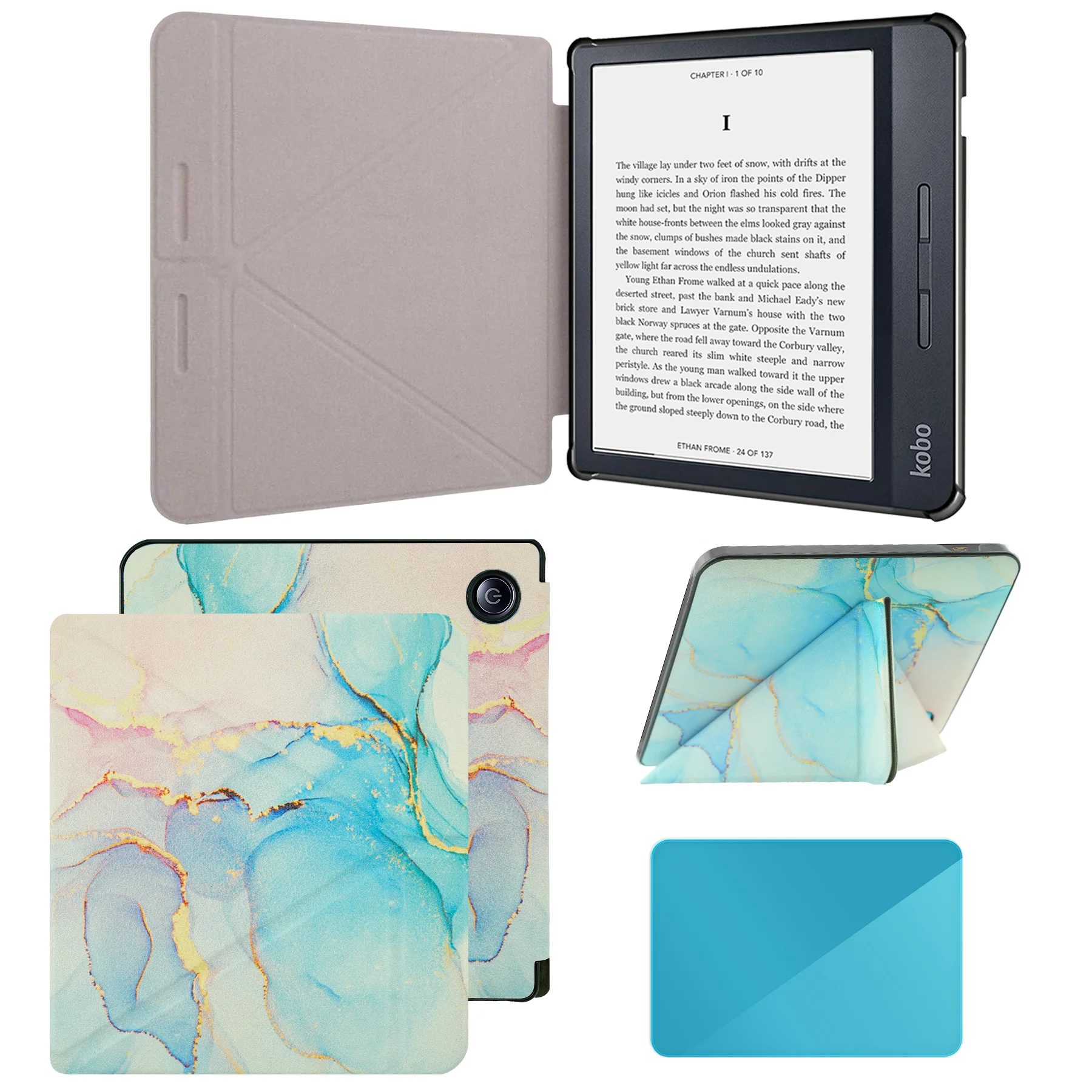 

Case For 7 Inch Kobo Libra H2O Ereader, Includes a Screen Protector - 7" PU Leather Cover with Auto Sleep/Wake, Reading Accesso