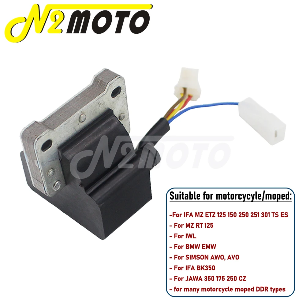 Moped Motorcycle Accessories Electric Ignition Coil Black For BMW EMW Simson AWO AVO JAWA 350 175 250 CZ IFA BK350 MZ RT 125