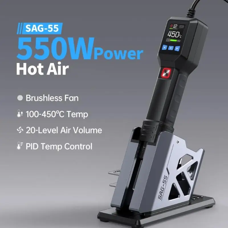

SAG55 Hot Air Blower 550W With Stand BGA Rework LCD Digital Hair Dryer Soldering Heat Station For Welding Repair Tool Y5GB