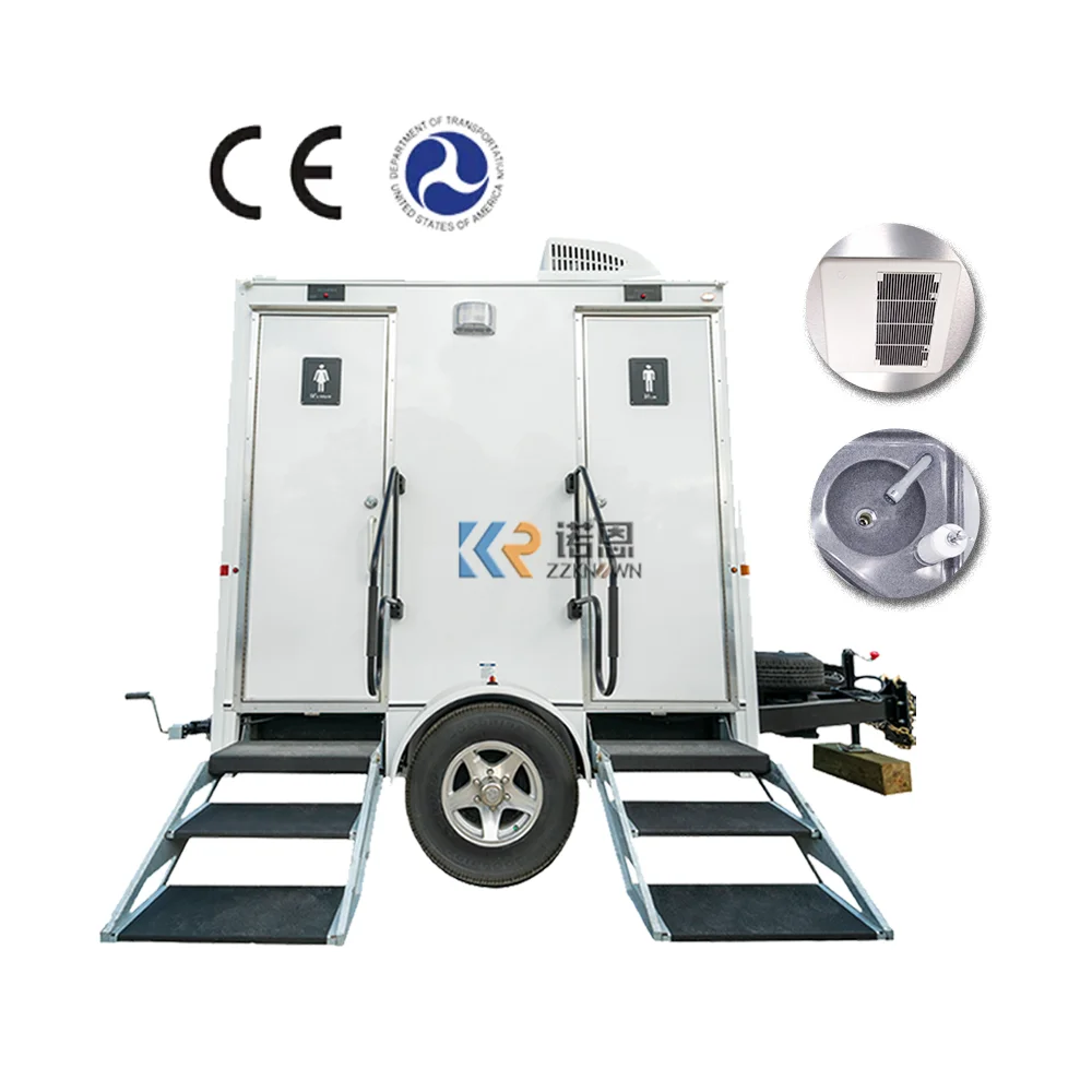 2023 10 Station Portable Restroom 28 Feet Mobile Toilet Trailer For Sale In USA Portable Toilets For Sale