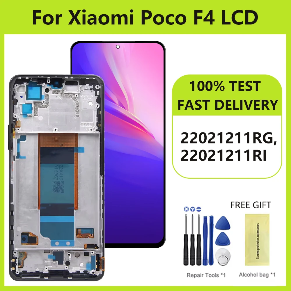 AMOLED Screen For Xiaomi Poco F4 Screen LCD Display Screen Digitizer Assembly for POCO F4 22021211RG 22021211RI Touch Screen